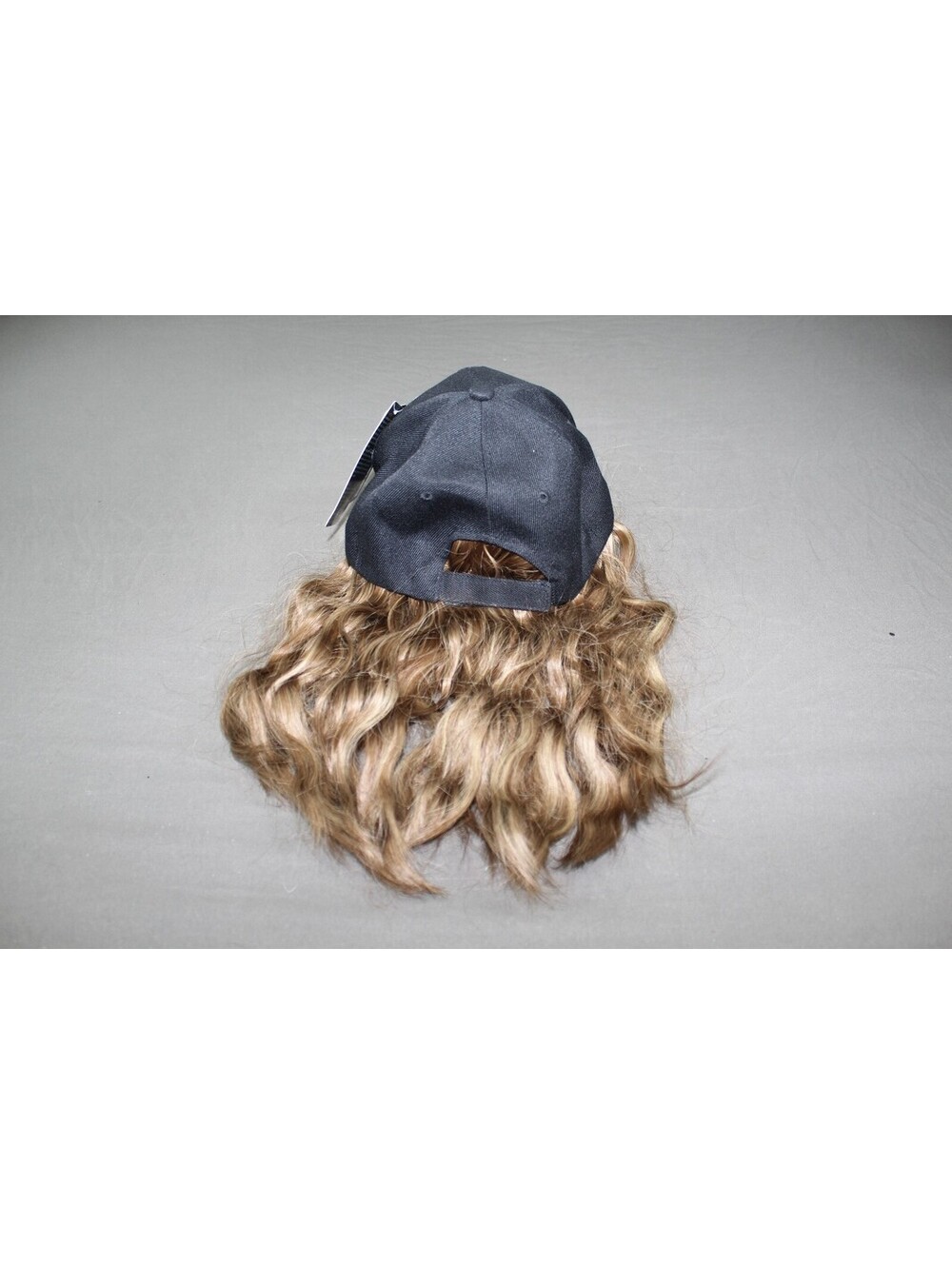 NWT Black Baseball Cap Attached Wavy Hair Extension Wig Hat